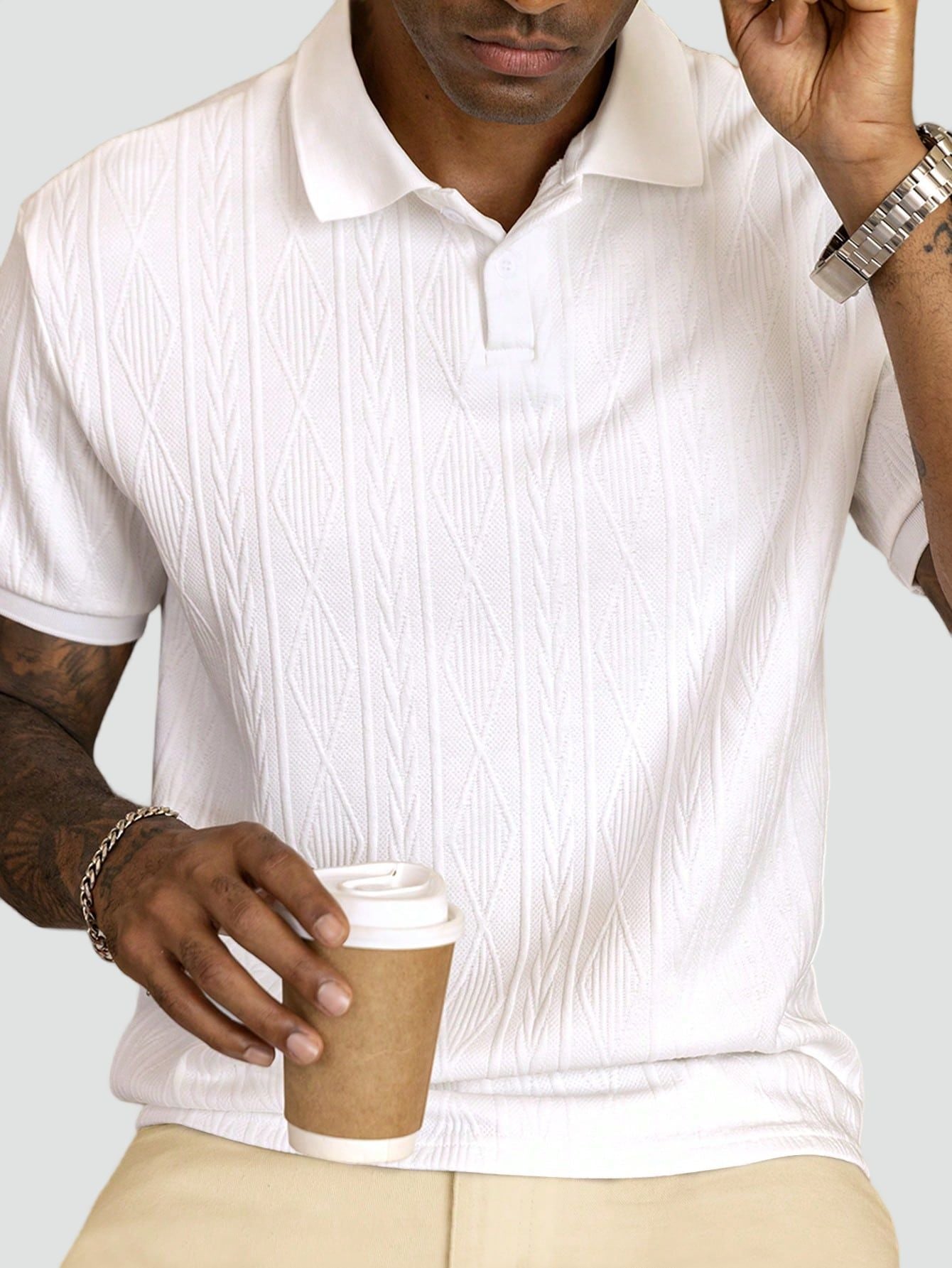 Heren Polo Shirt Met Korte Mouwen En Knoopdetails