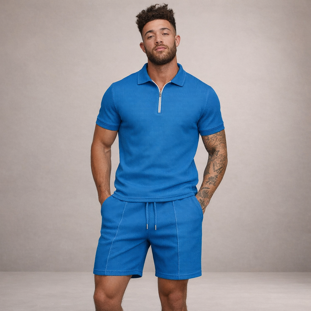 Poloshirt en shorts set Heren Slim Fit Ademend Korte Mouwen