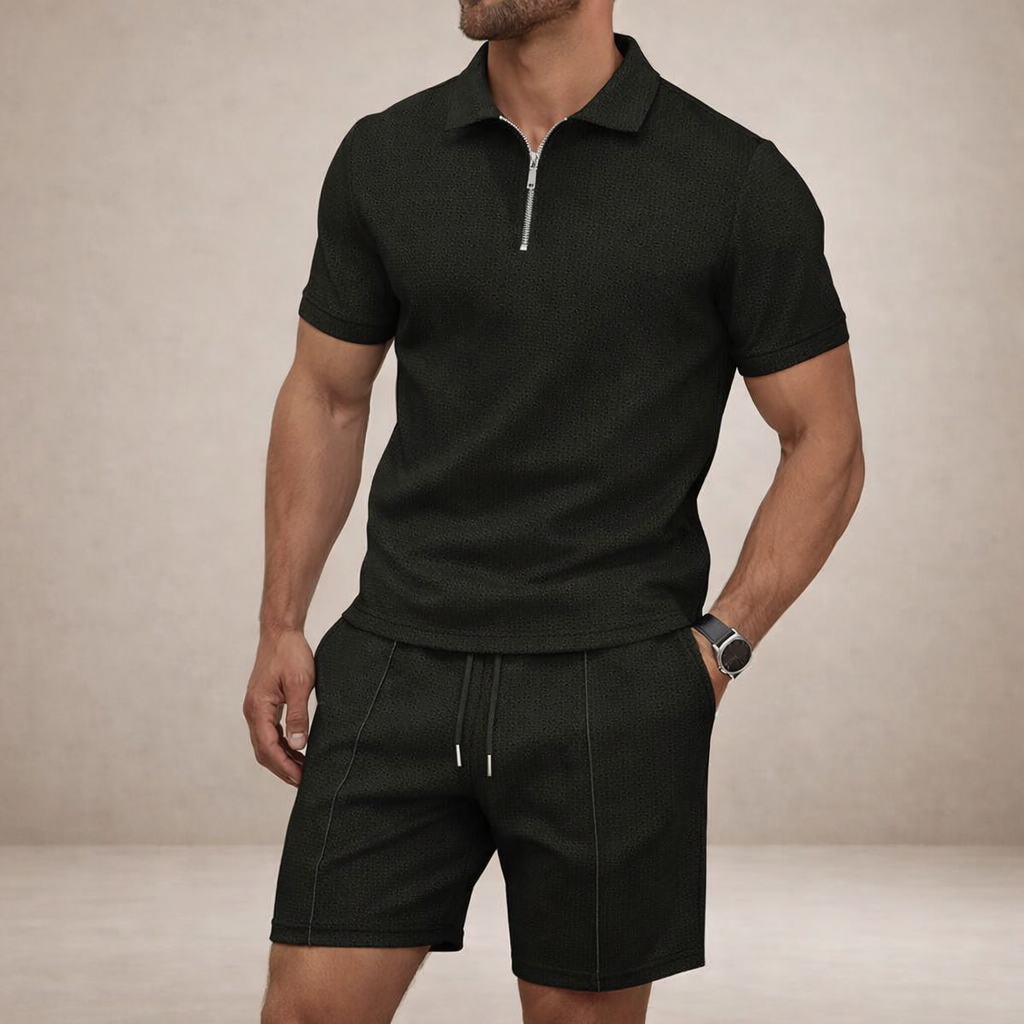 Poloshirt en shorts set Heren Slim Fit Ademend Korte Mouwen