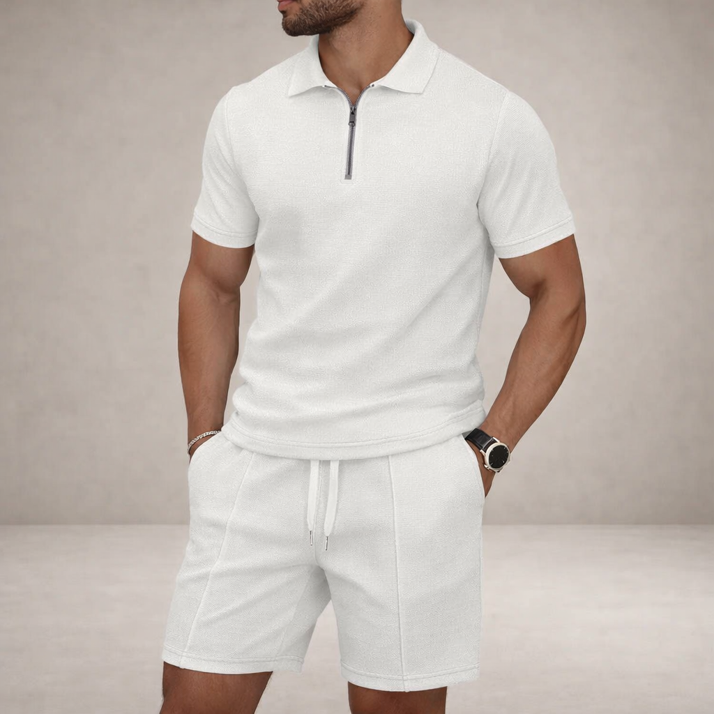 Poloshirt en shorts set Heren Slim Fit Ademend Korte Mouwen
