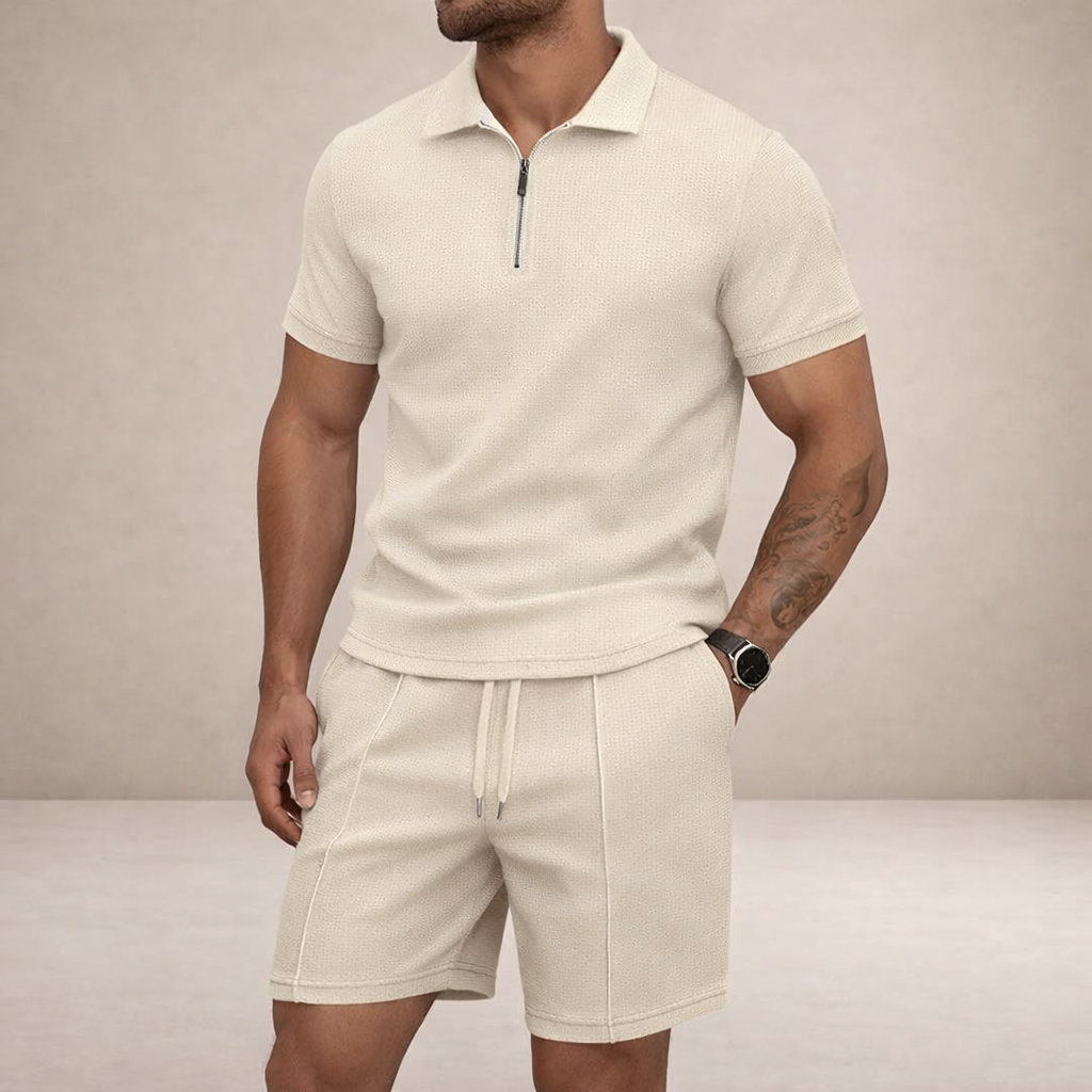 Poloshirt en shorts set Heren Slim Fit Ademend Korte Mouwen