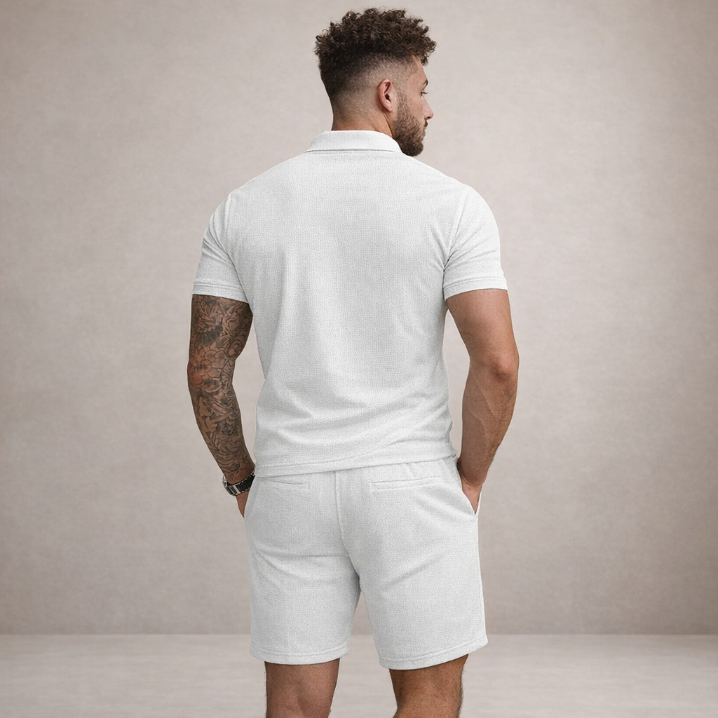 Poloshirt en shorts set Heren Slim Fit Ademend Korte Mouwen