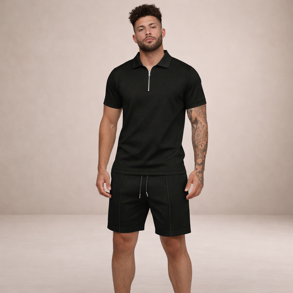 Poloshirt en shorts set Heren Slim Fit Ademend Korte Mouwen