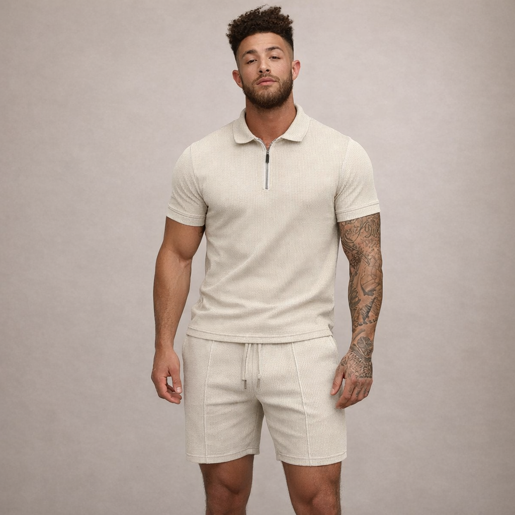 Poloshirt en shorts set Heren Slim Fit Ademend Korte Mouwen