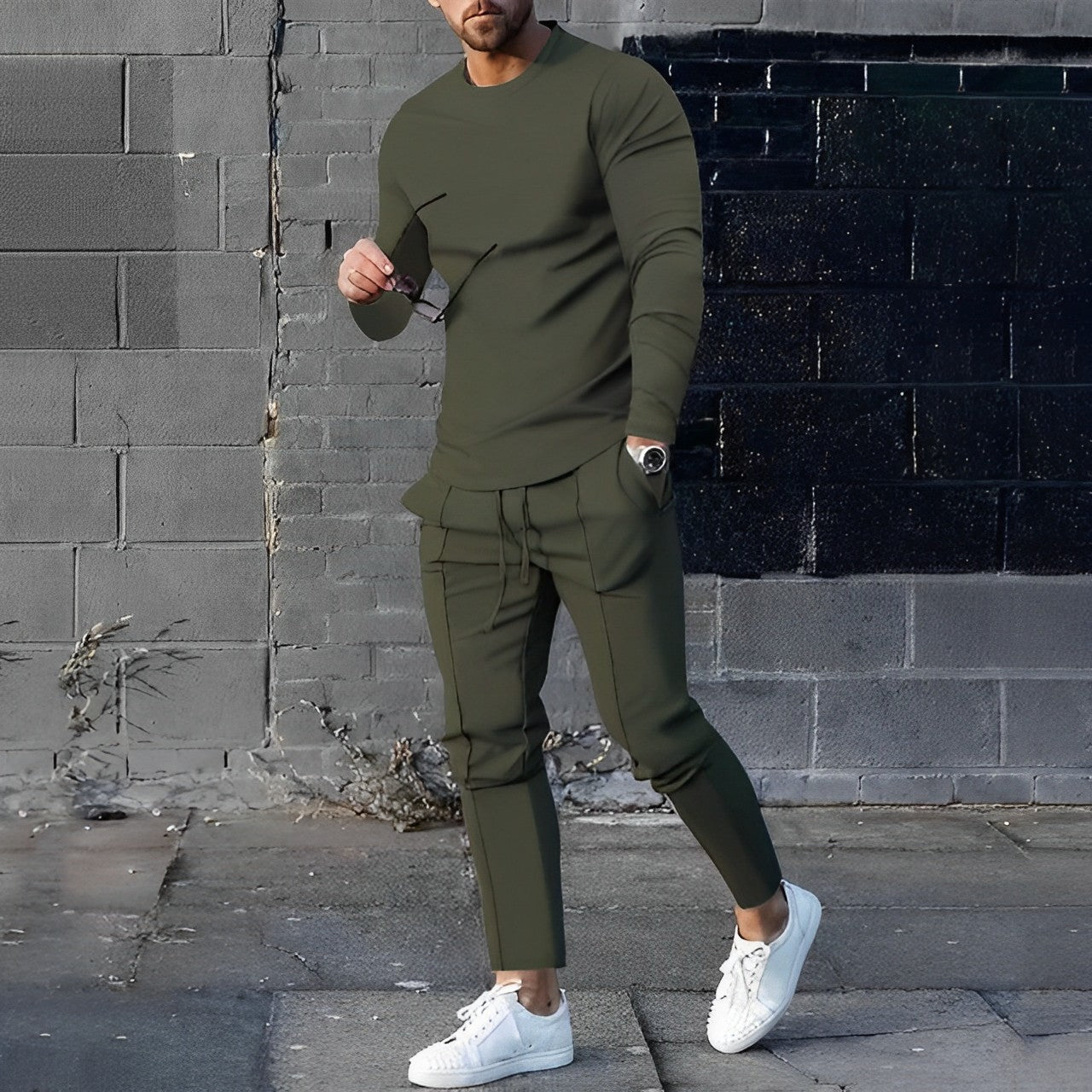 Heren Tracksuit Trainingspak met Longsleeve Trui en Joggingsbroek