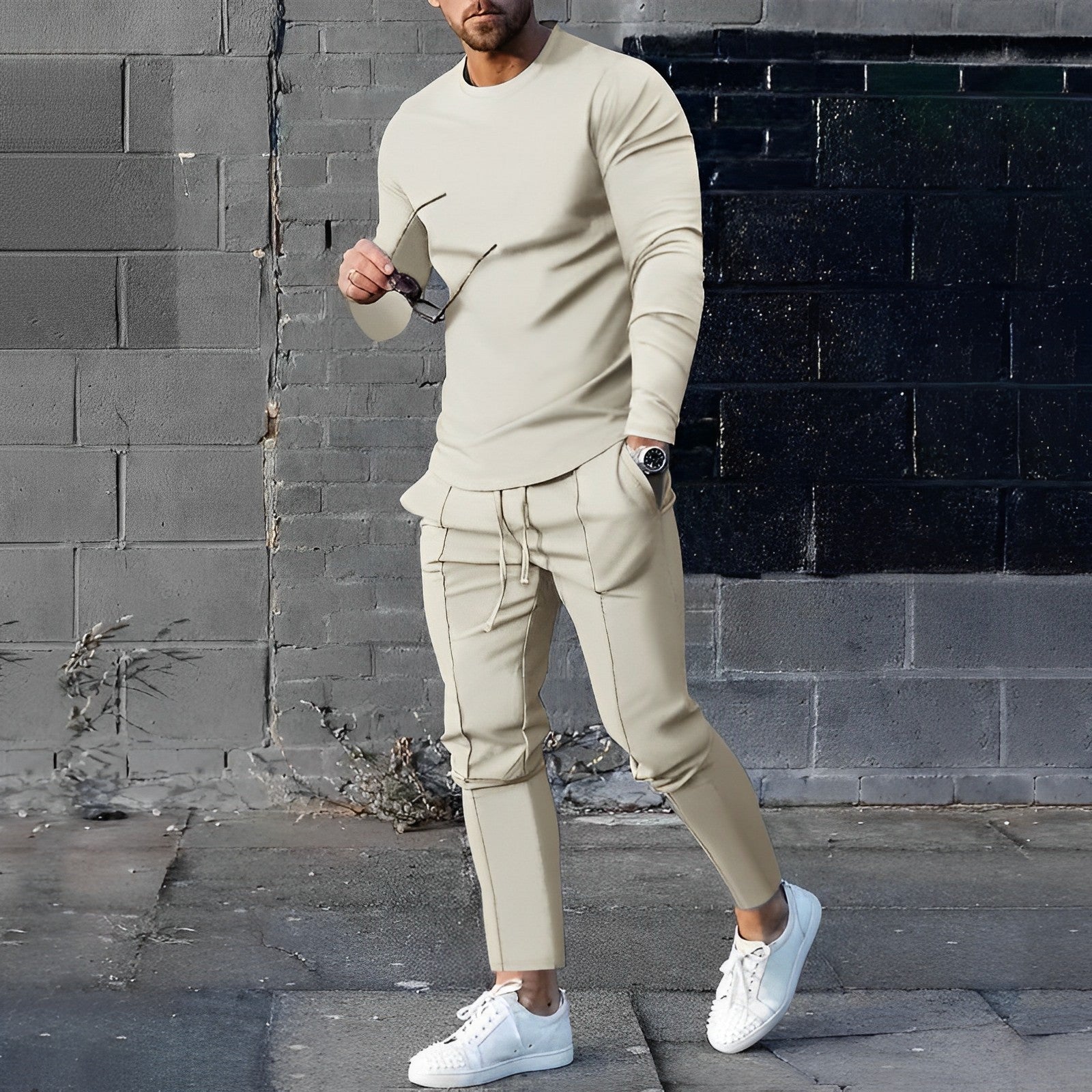 Heren Tracksuit Trainingspak met Longsleeve Trui en Joggingsbroek