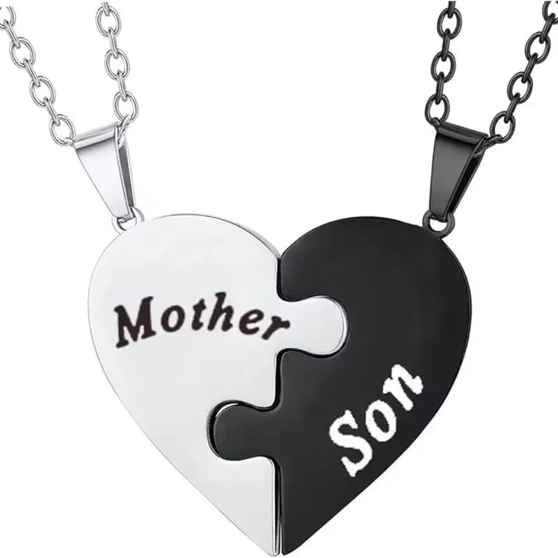 Mother and Son Matching Heart Pendant Necklace