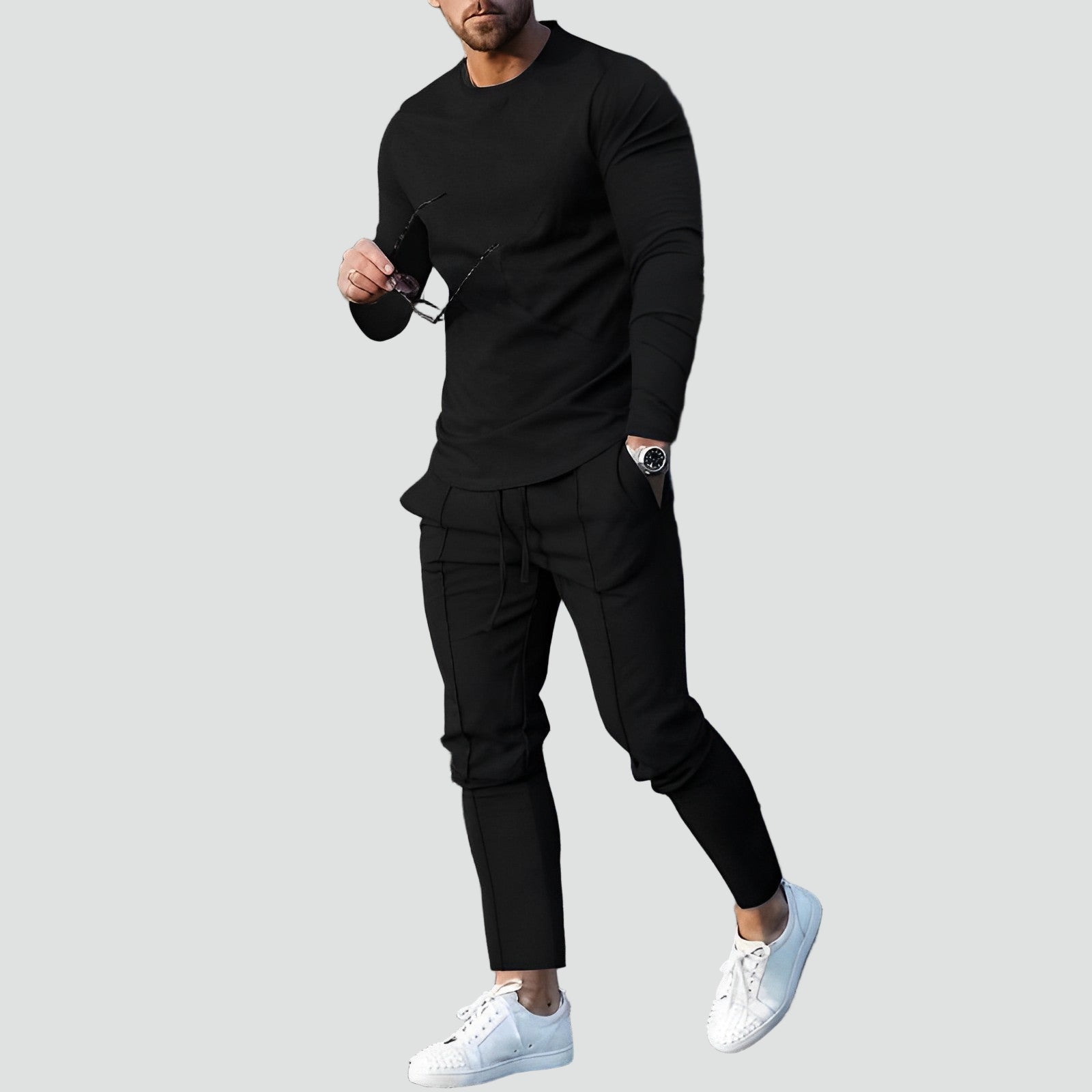 Heren Tracksuit Trainingspak met Longsleeve Trui en Joggingsbroek