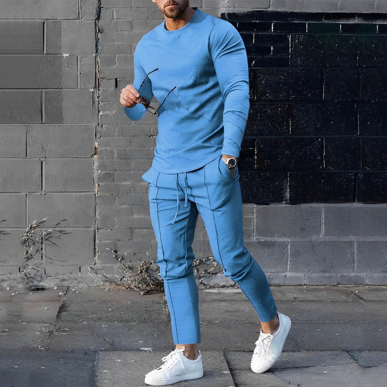 Heren Tracksuit Trainingspak met Longsleeve Trui en Joggingsbroek