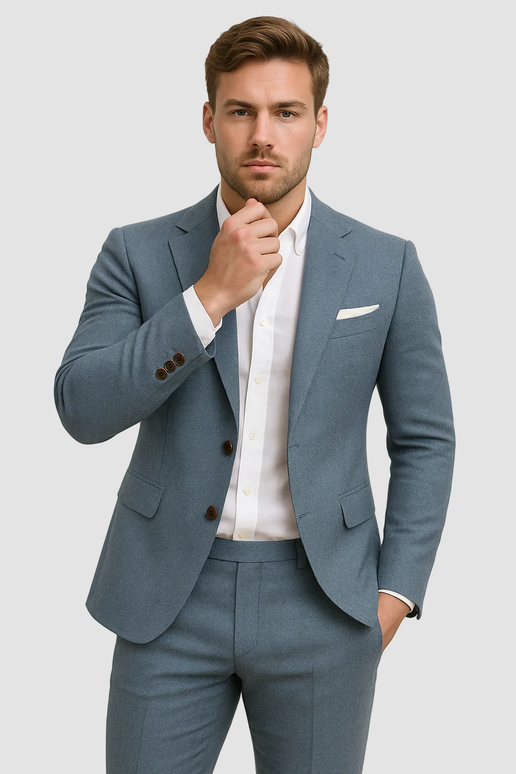 Heren Linnen Pak Set Slim Fit Blazer Broek Zomer Formeel Bruiloft