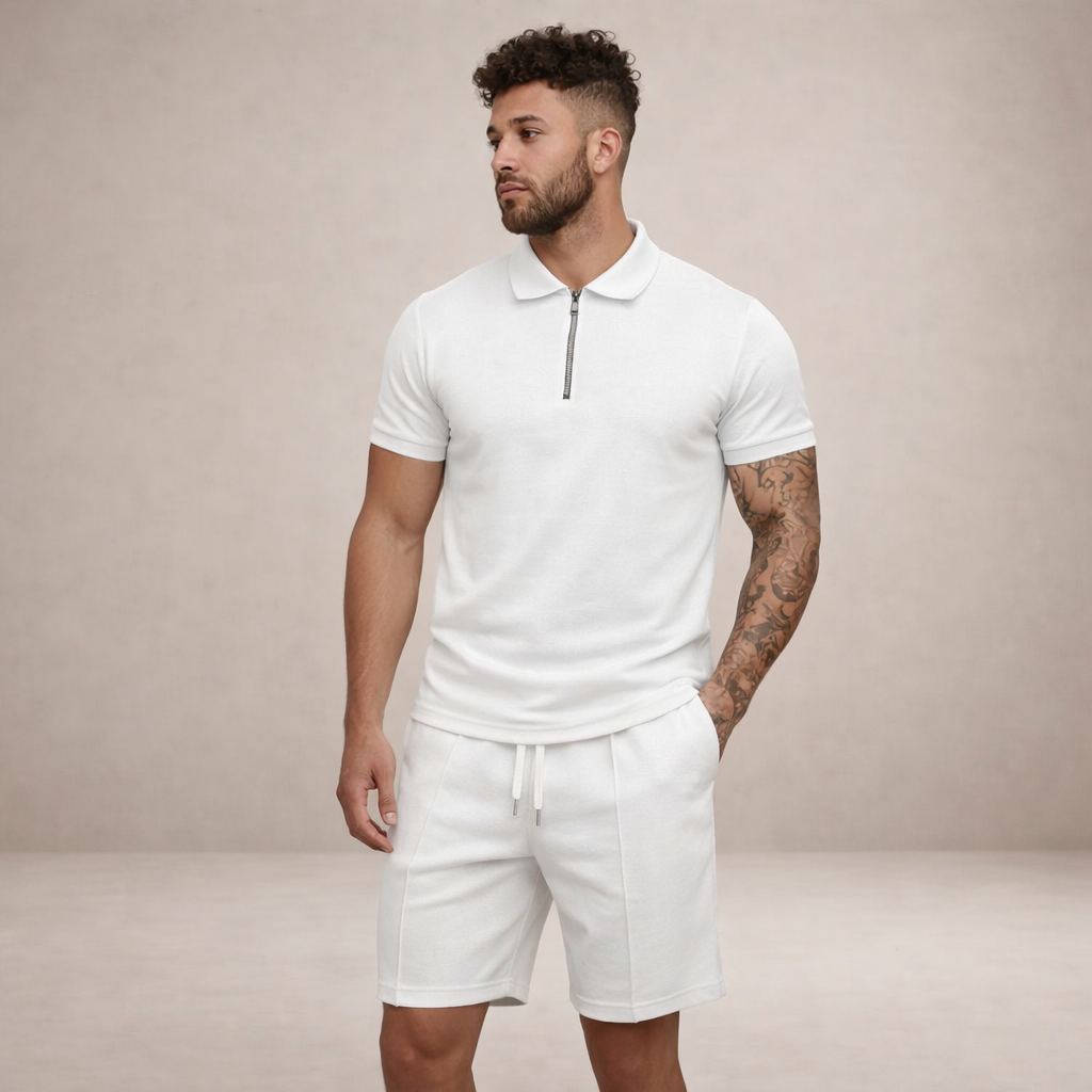 Poloshirt en shorts set Heren Slim Fit Ademend Korte Mouwen