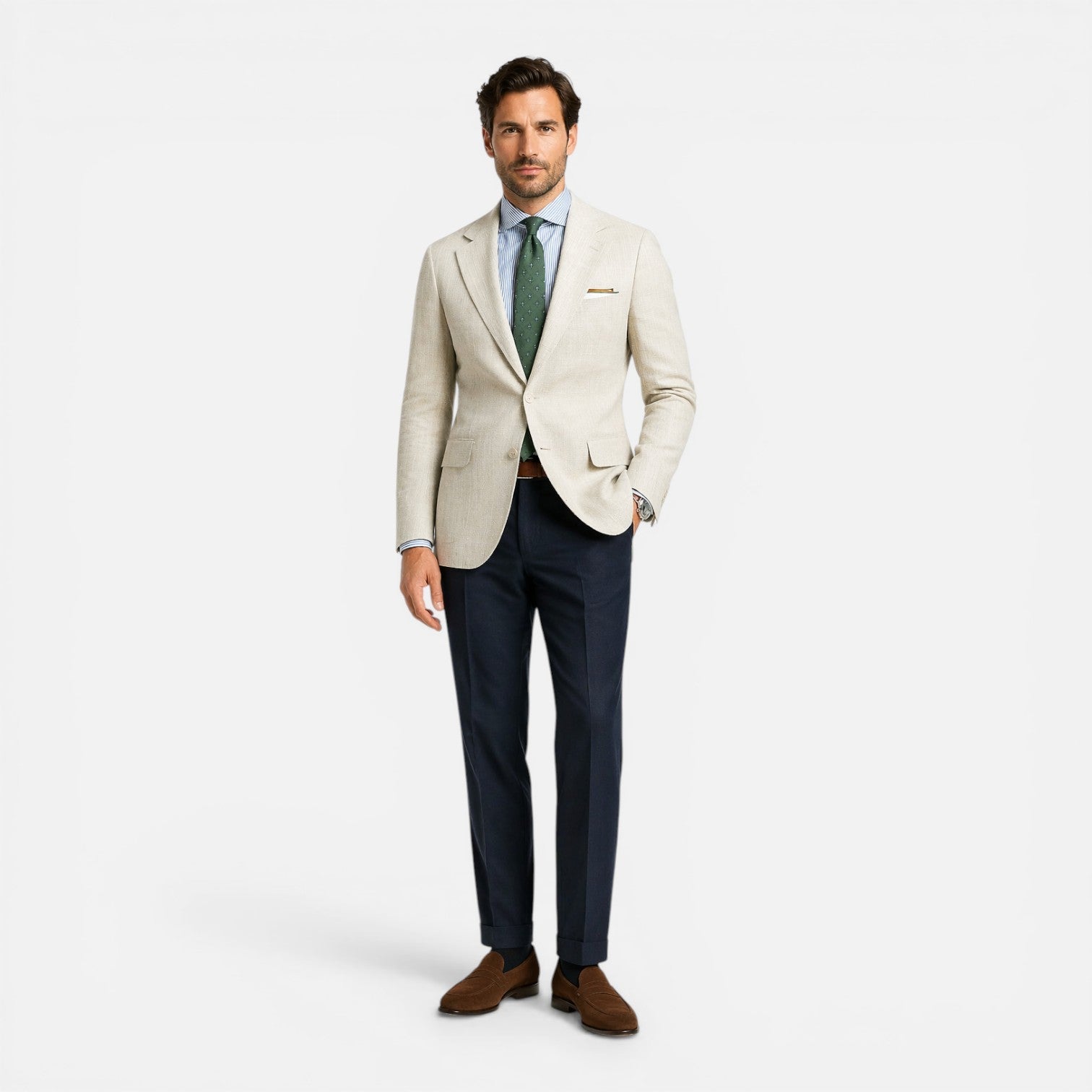 Blazer Heren Slim Fit Linnen Smart Casual Zomer