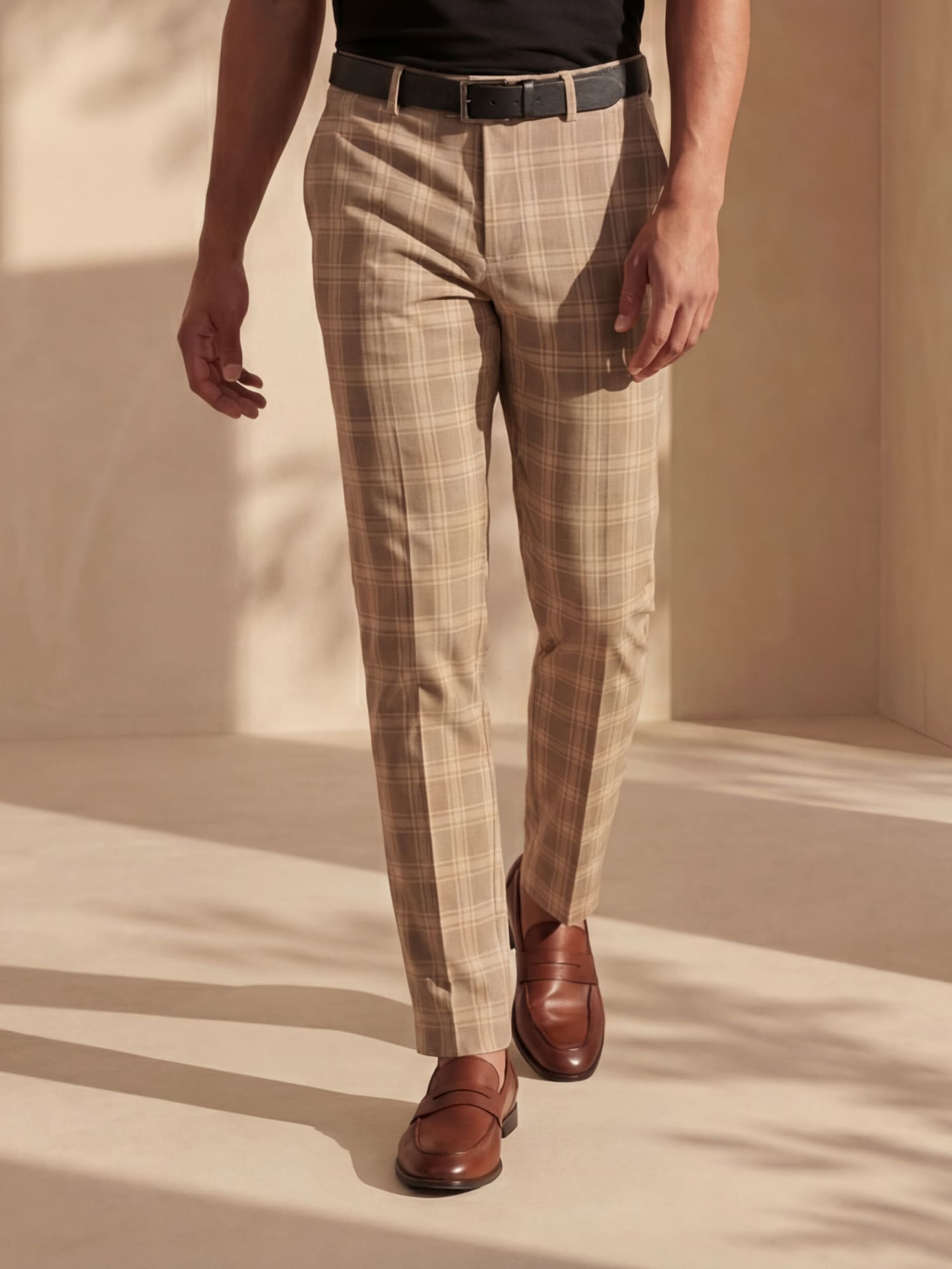 Chino Broek Heren Slim Fit Ruitpatroon Lente Casual