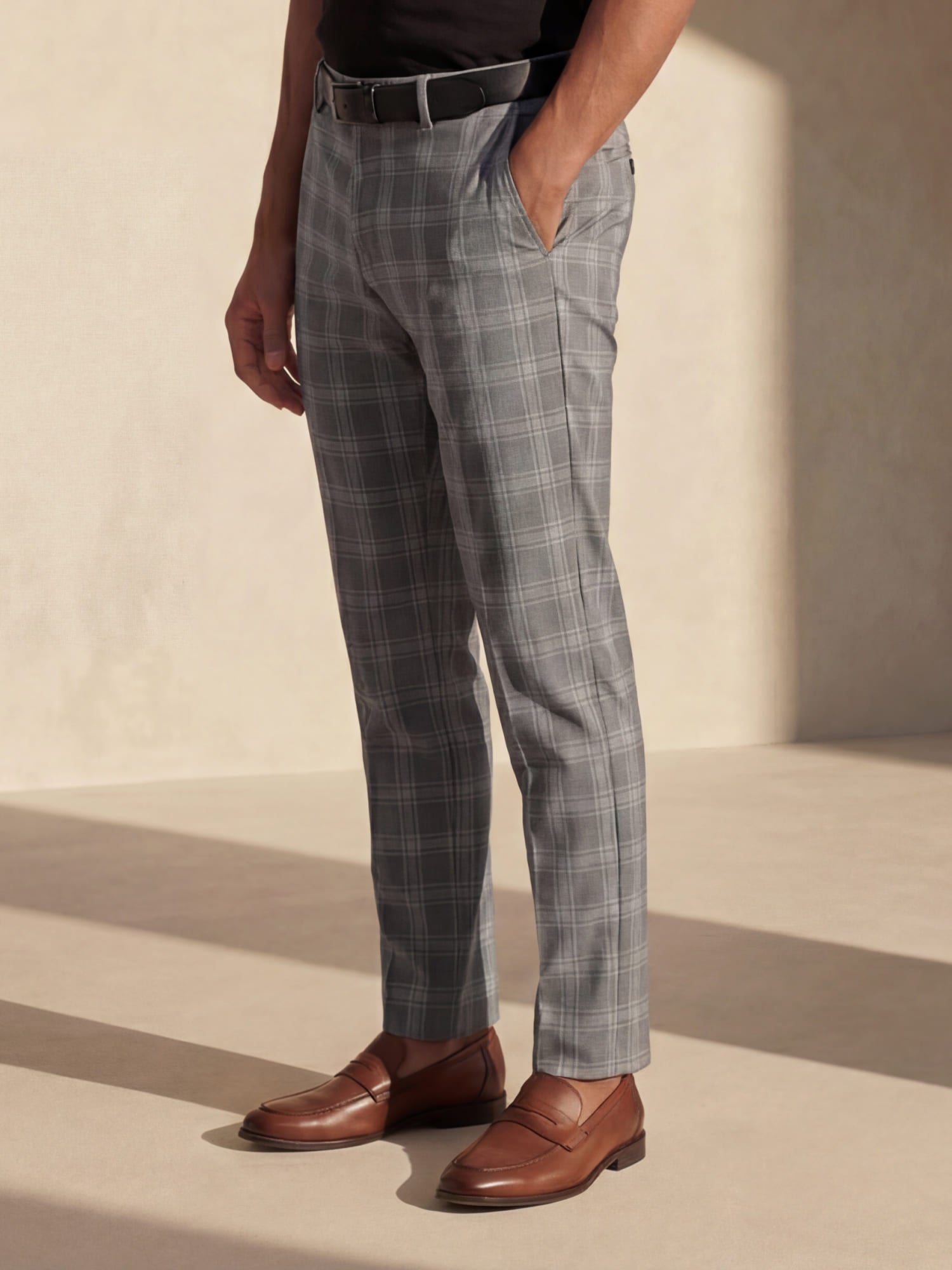 Chino Broek Heren Slim Fit Ruitpatroon Lente Casual