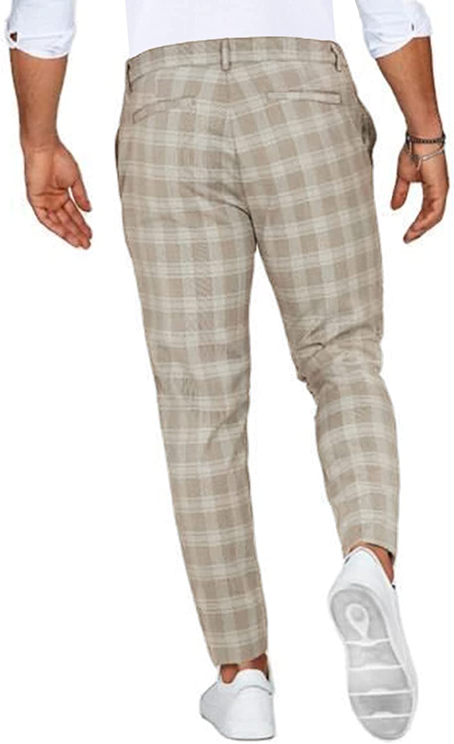 Chino Broek Heren Slim Fit Ruitpatroon Lente Casual