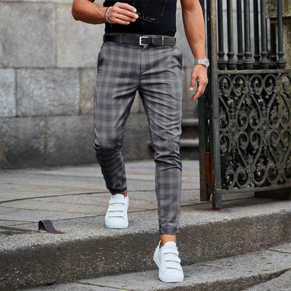Chino Broek Heren Slim Fit Ruitpatroon Lente Casual