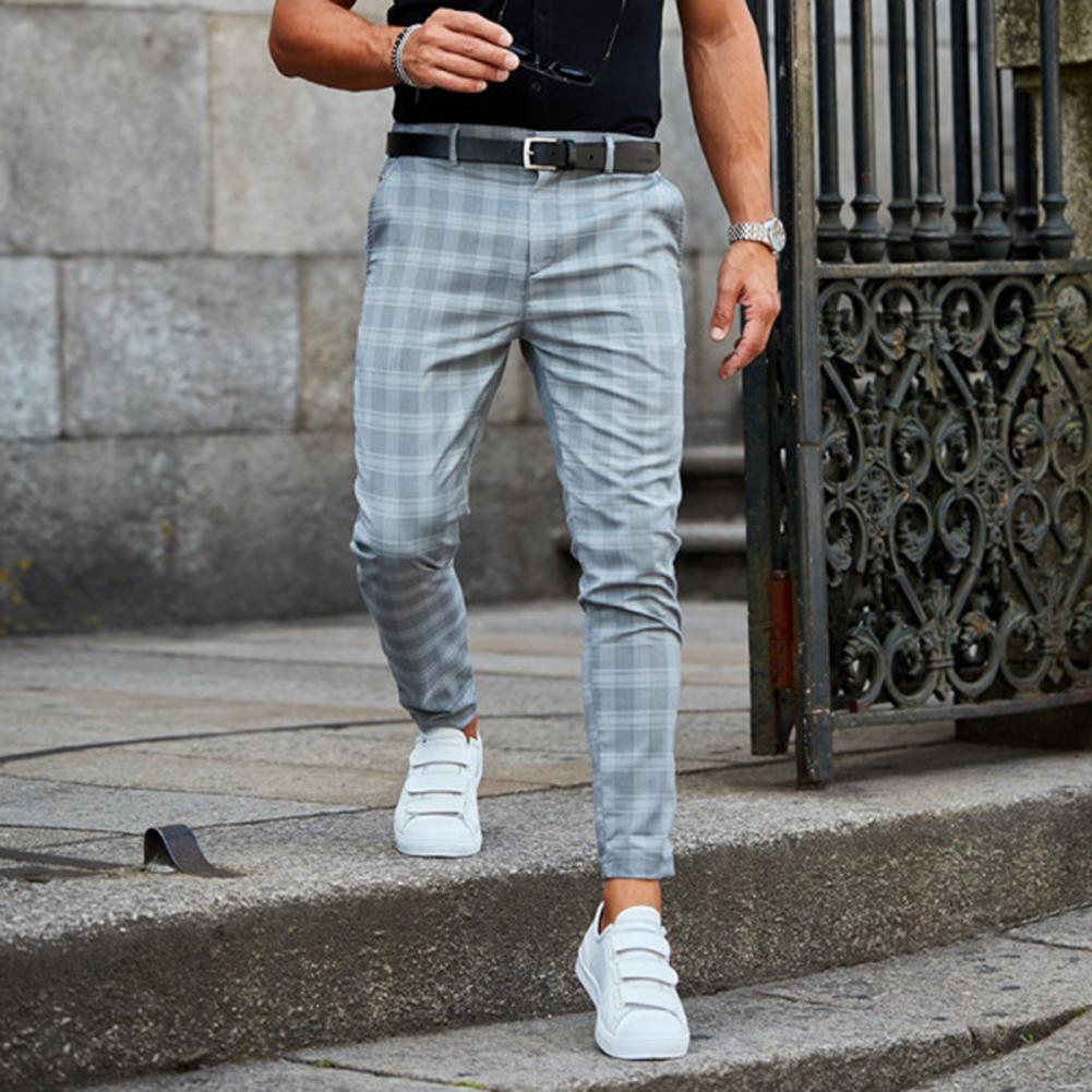 Chino Broek Heren Slim Fit Ruitpatroon Lente Casual