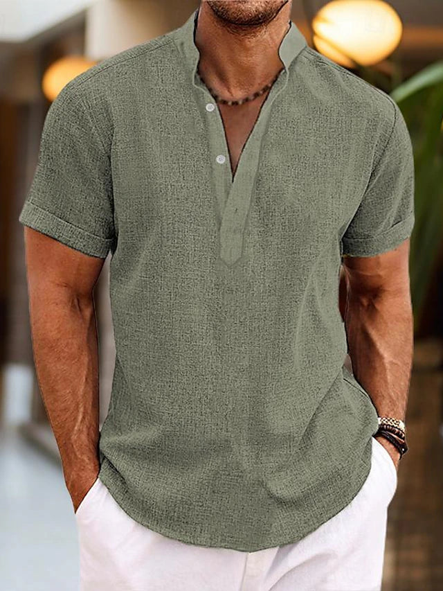 Peter | Heren Zomer Henley-Shirt met Korte Mouwen