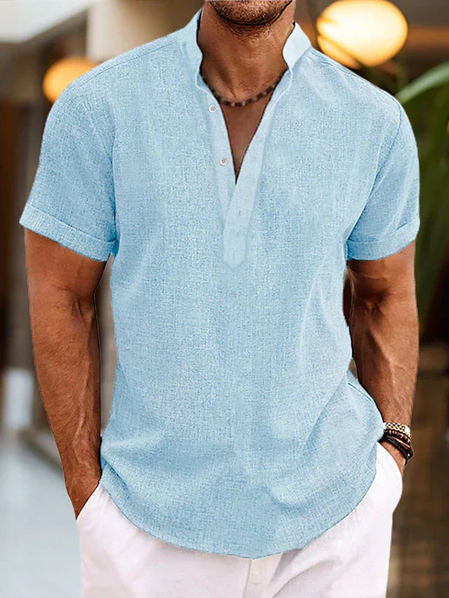 Peter | Heren Zomer Henley-Shirt met Korte Mouwen