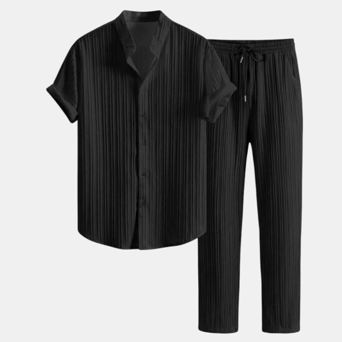 Heren Set Overhemd Korte Mouwen Lange Broek Casual