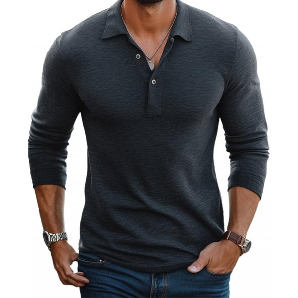 Herenpolo Lange Mouwen Slim Fit Casual