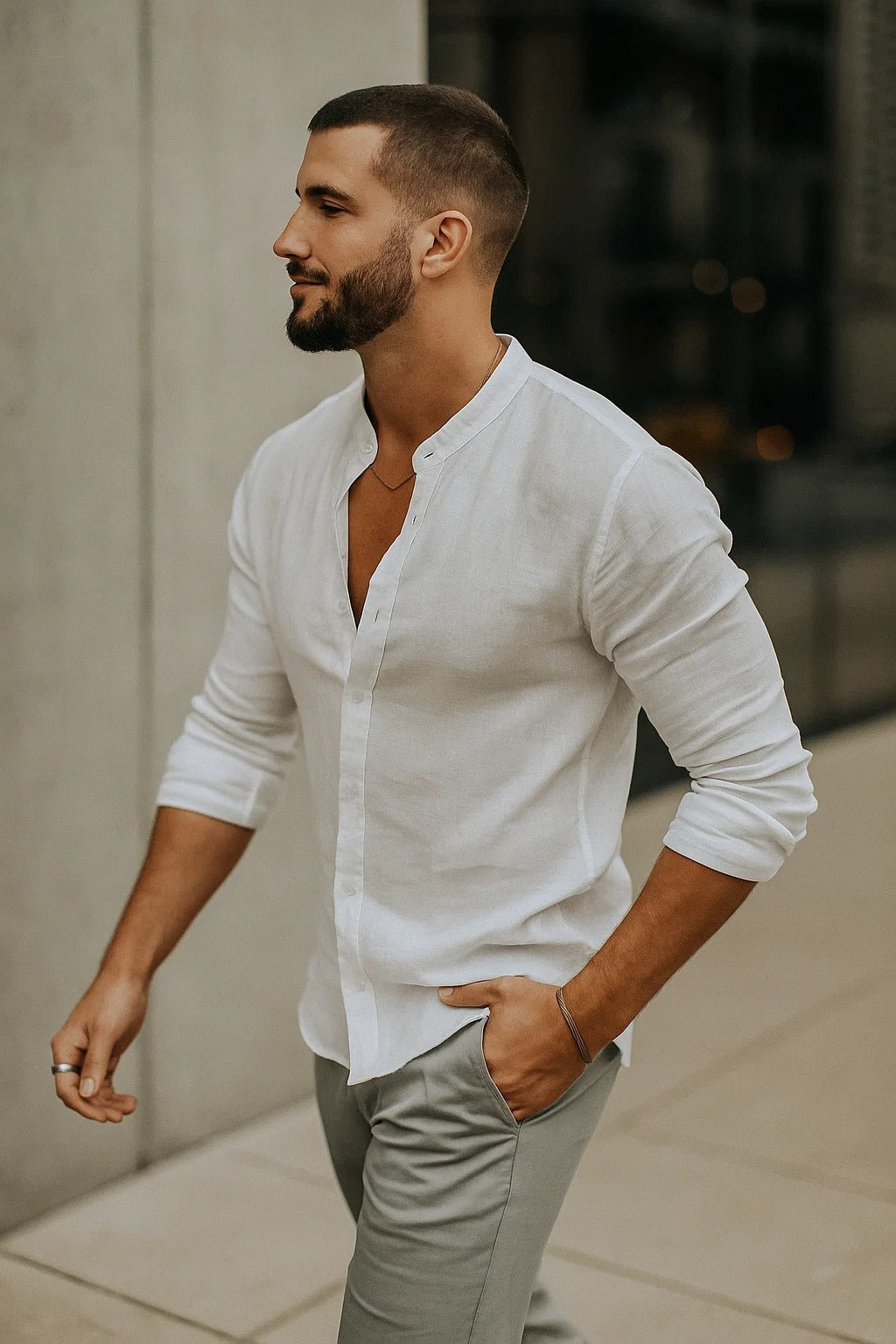 Overhemden Heren Relaxed Fit Driekwartmouwen Casual Zomer