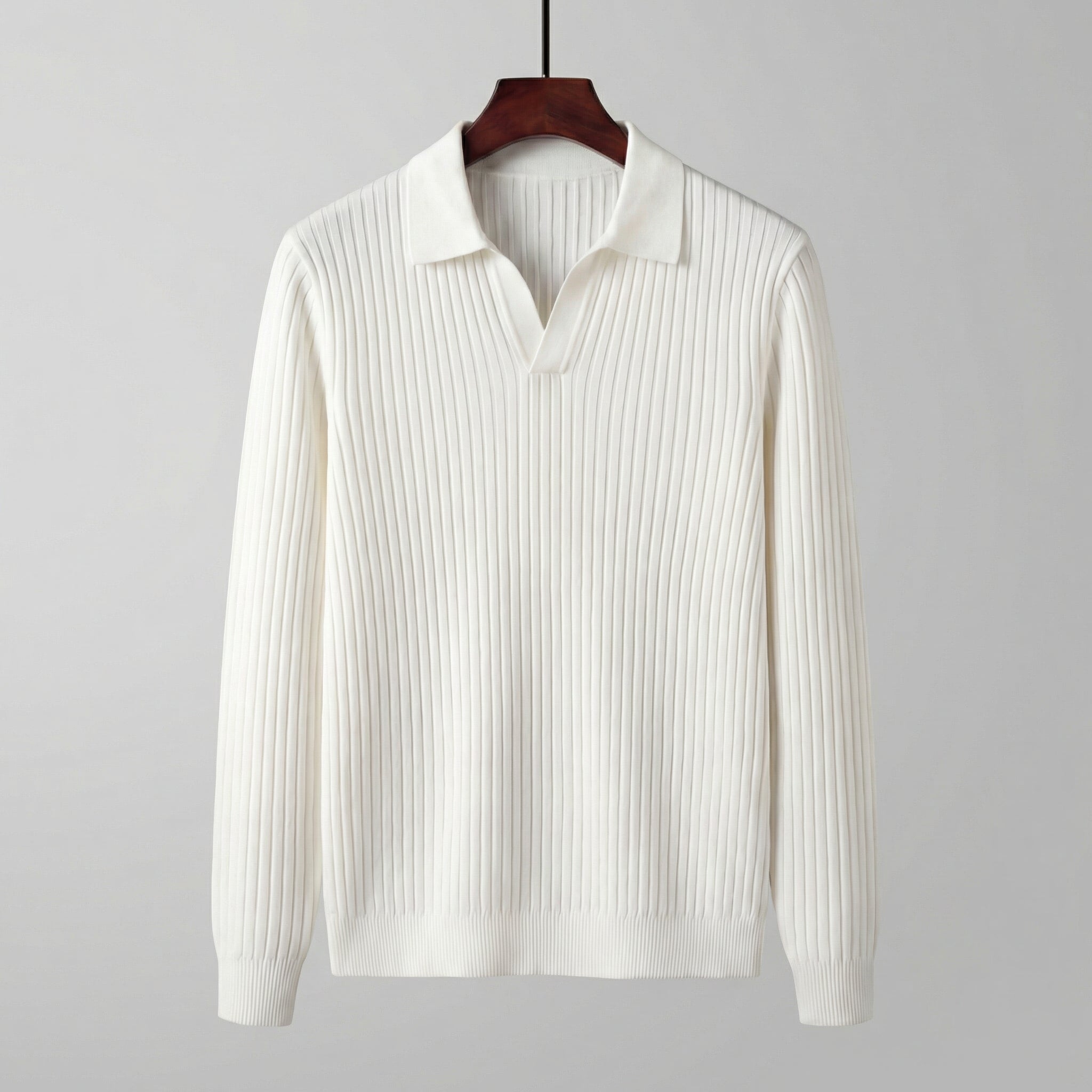Polo Shirt Heren Lange Mouwen V-Hals Casual