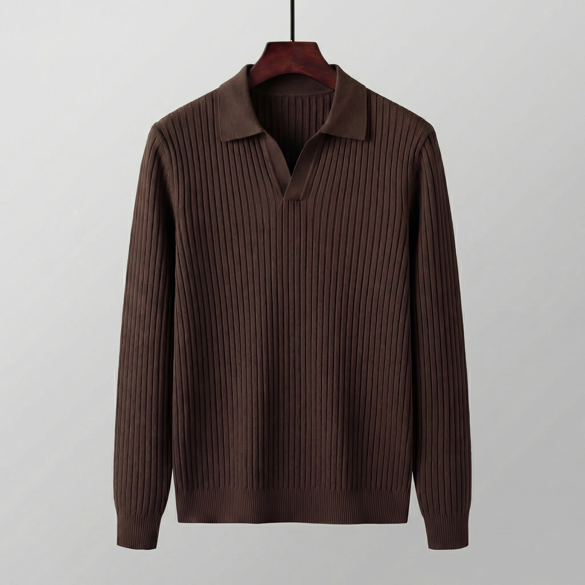 Polo Shirt Heren Lange Mouwen V-Hals Casual