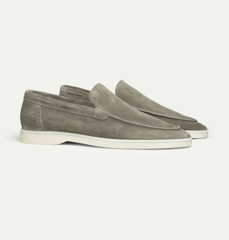 Leder-Loafer Heren Regular Fit Ronde Hals Casual