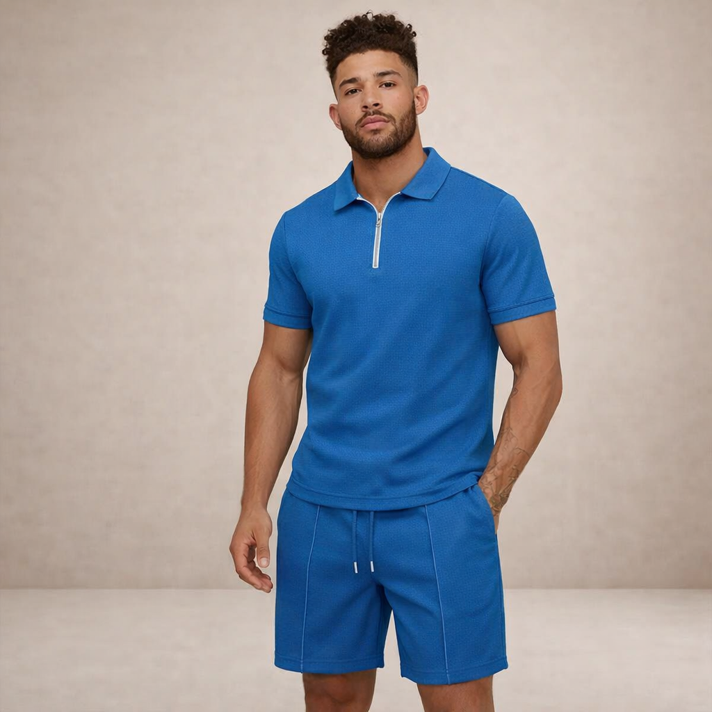 Poloshirt en shorts set Heren Slim Fit Ademend Korte Mouwen