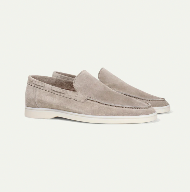 Leder-Loafer Heren Regular Fit Ronde Hals Casual