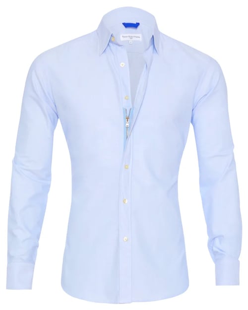 Oxford overhemd Heren slim fit stretch met ritssluiting