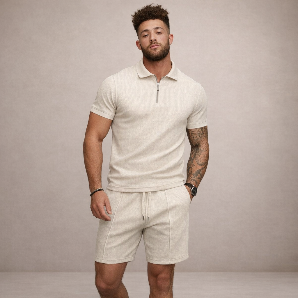 Poloshirt en shorts set Heren Slim Fit Ademend Korte Mouwen