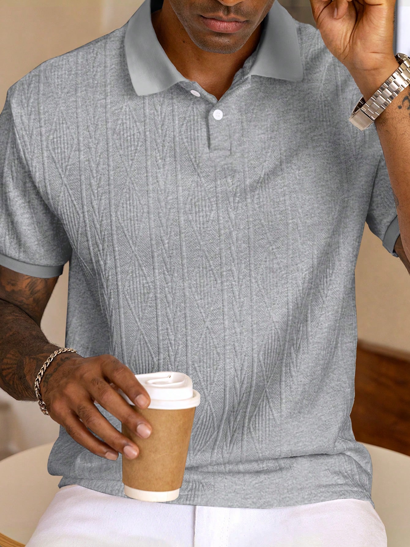Heren Polo Shirt Met Korte Mouwen En Knoopdetails