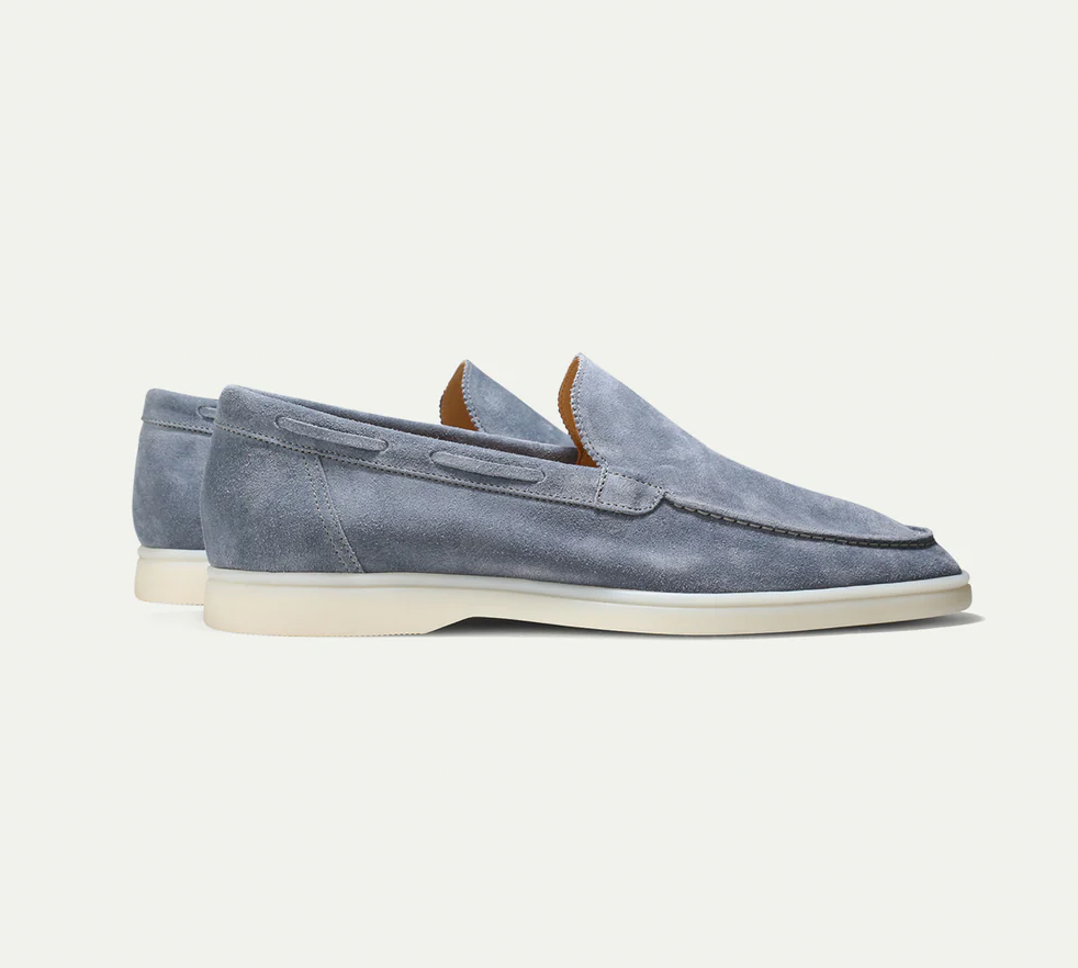 Leder-Loafer Heren Regular Fit Ronde Hals Casual