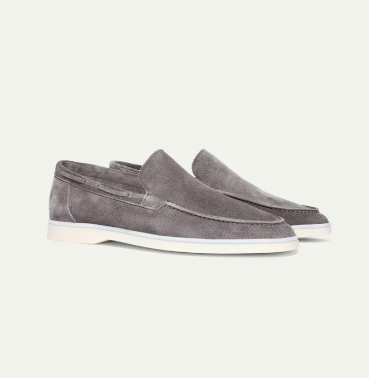 Leder-Loafer Heren Regular Fit Ronde Hals Casual