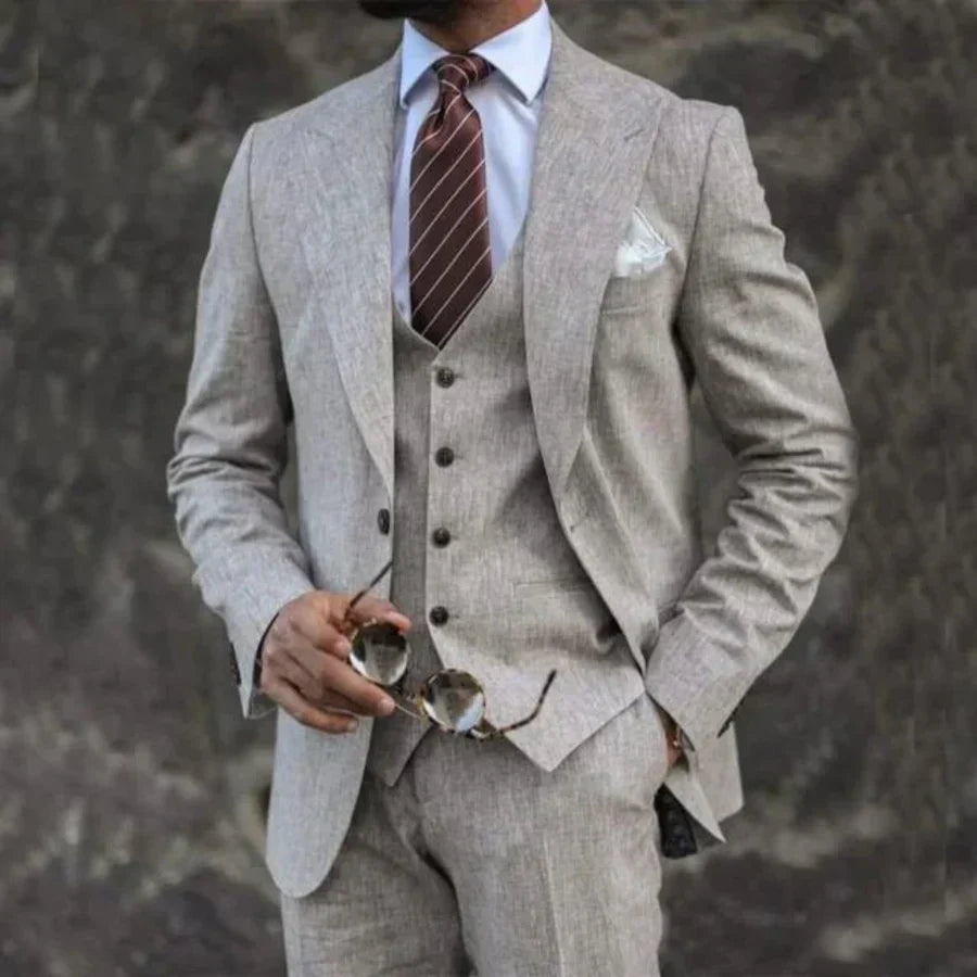 Luxe Heren Driedelig Pak met Blazer en Gilet en Pantalon
