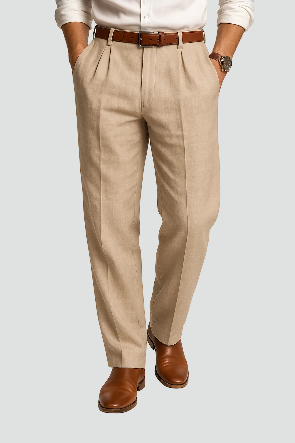 Linnen Broek Heren Rechte Pijp Comfort Fit