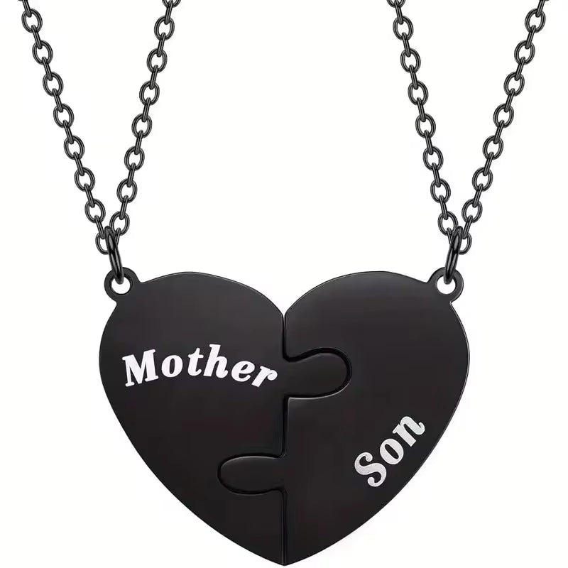 Mother and Son Matching Heart Pendant Necklace