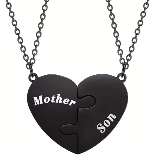Mother and Son Matching Heart Pendant Necklace