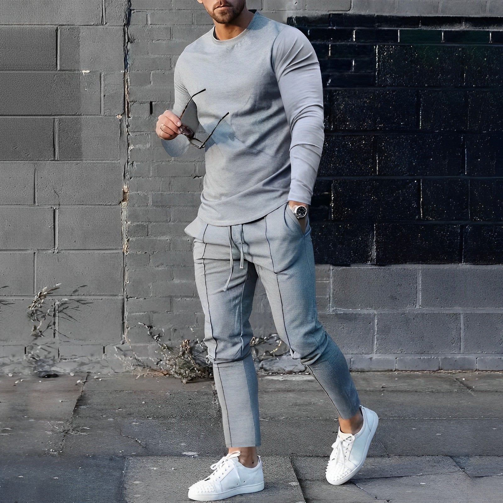 Heren Tracksuit Trainingspak met Longsleeve Trui en Joggingsbroek