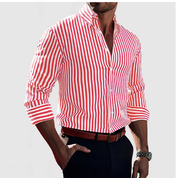 Heren Gestreept Button-down Overhemd Met Lange Mouwen