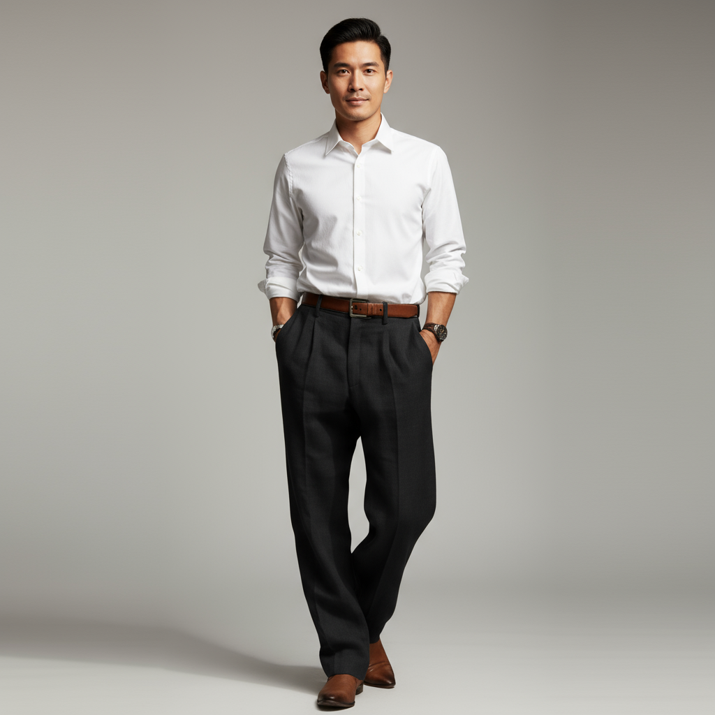 Linnen Broek Heren Rechte Pijp Comfort Fit