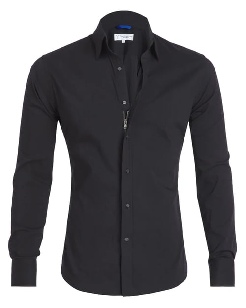 Oxford overhemd Heren slim fit stretch met ritssluiting