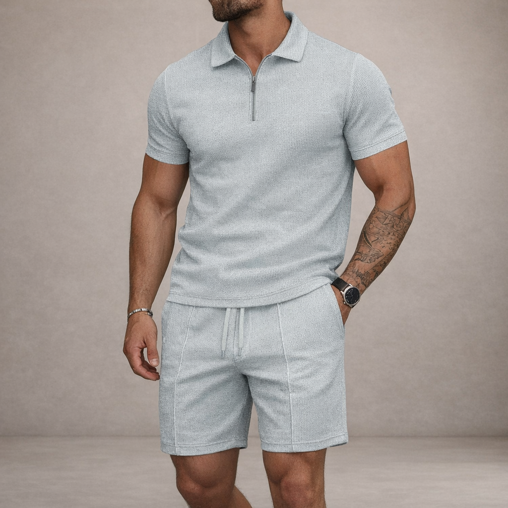 Poloshirt en shorts set Heren Slim Fit Ademend Korte Mouwen