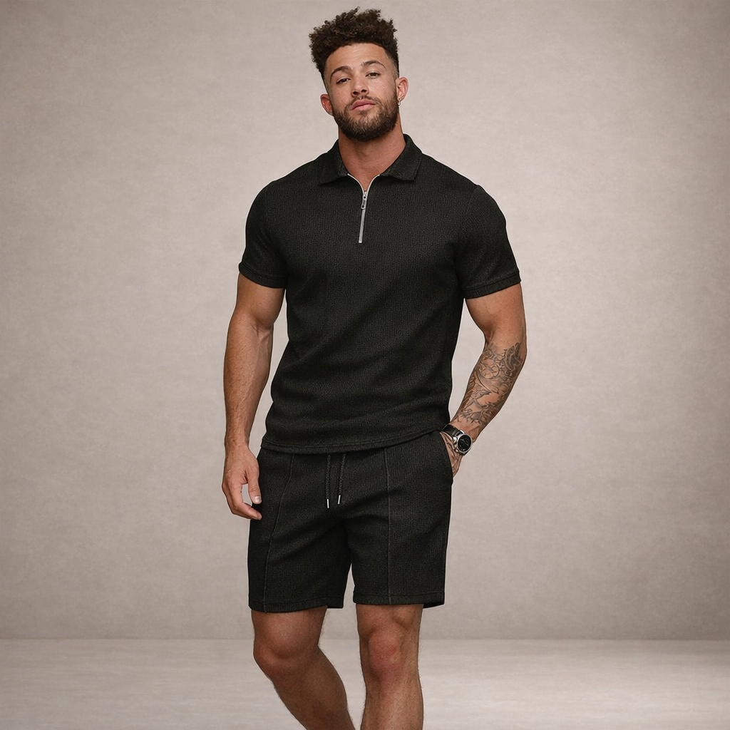 Poloshirt en shorts set Heren Slim Fit Ademend Korte Mouwen
