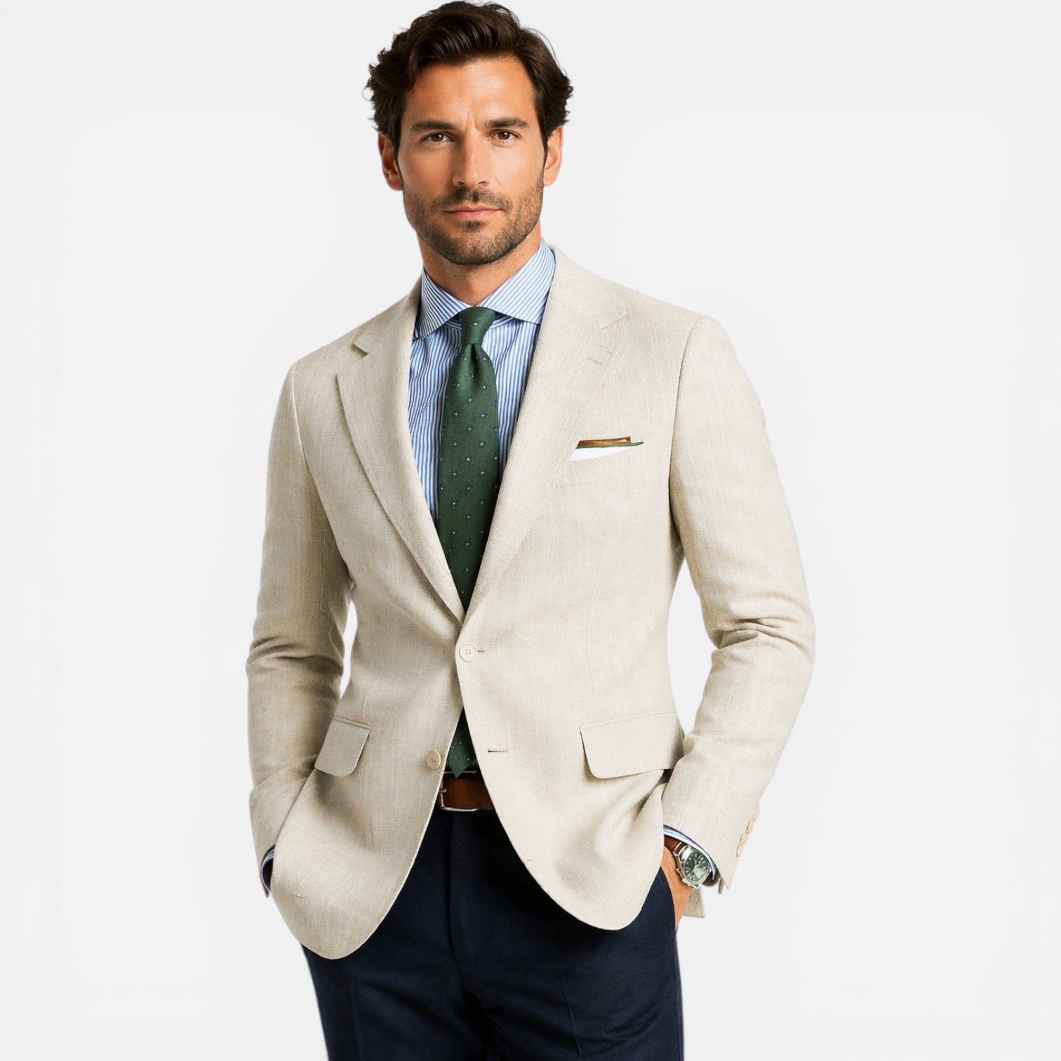 Blazer Heren Slim Fit Linnen Smart Casual Zomer