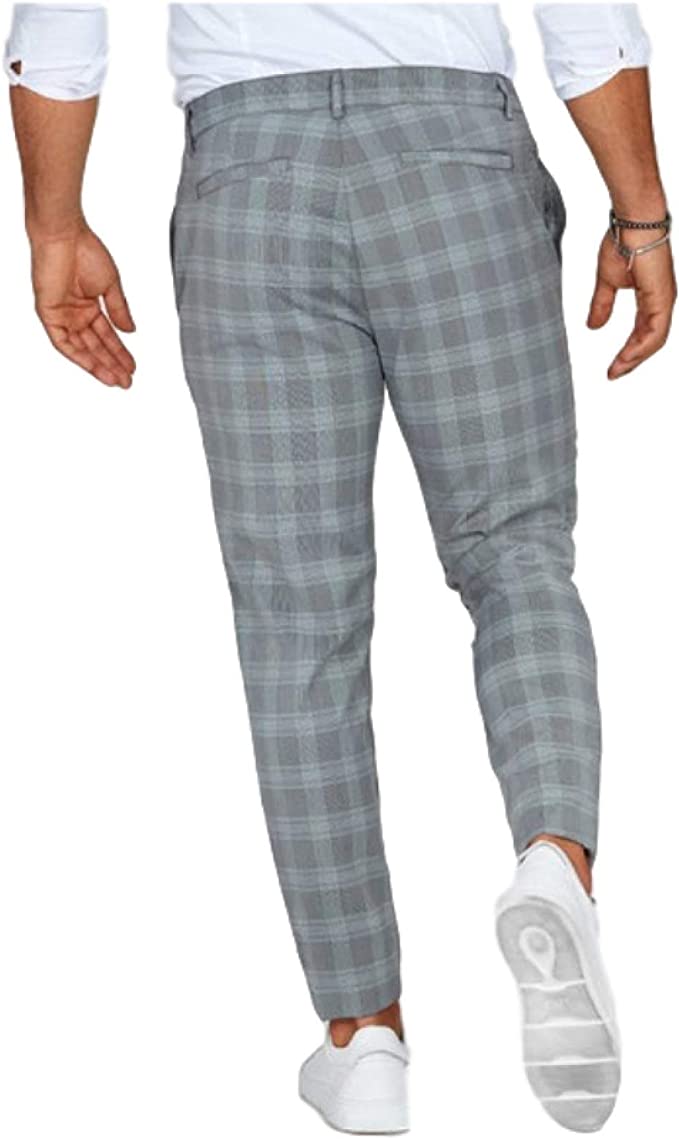 Chino Broek Heren Slim Fit Ruitpatroon Lente Casual