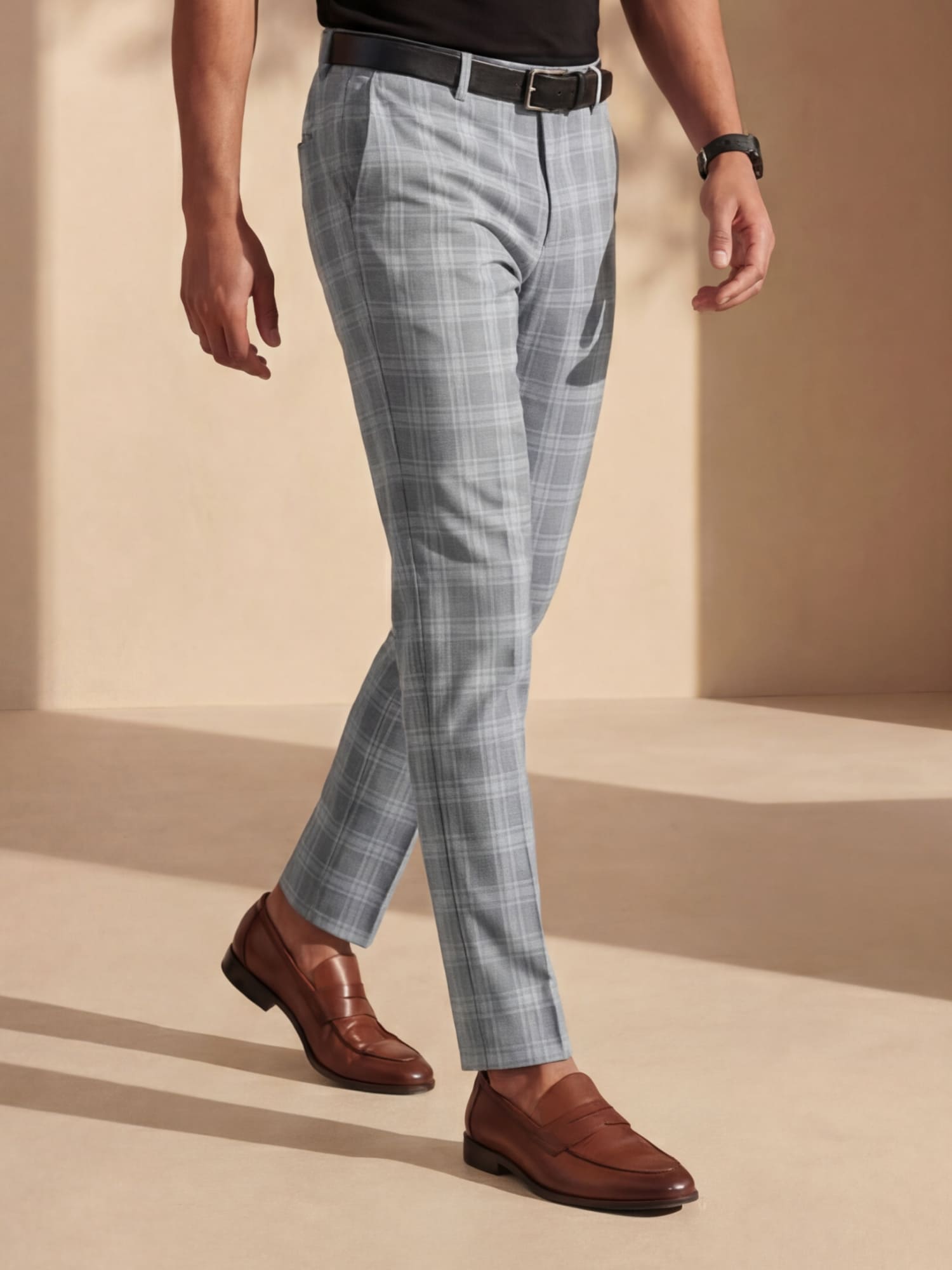 Chino Broek Heren Slim Fit Ruitpatroon Lente Casual