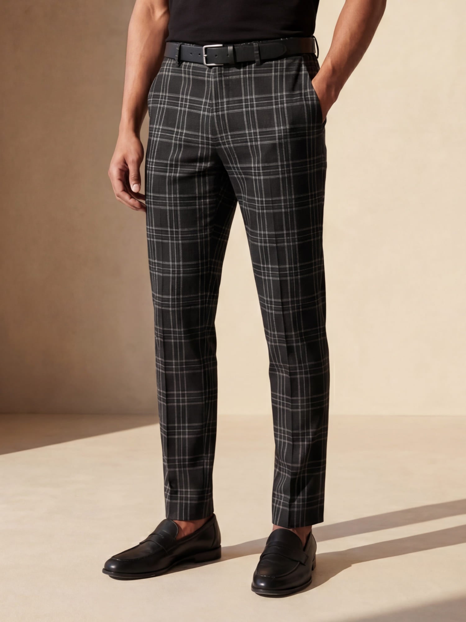 Chino Broek Heren Slim Fit Ruitpatroon Lente Casual